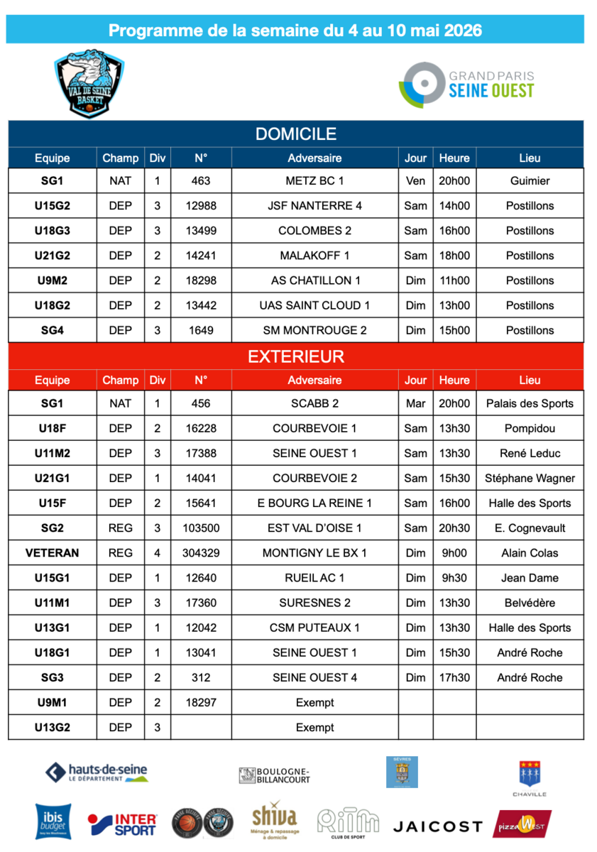 Programme de la semaine du 4 au 10 mai 2026