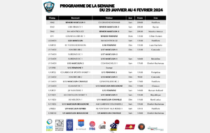 Programme du week-end 3 et 4 février 2024