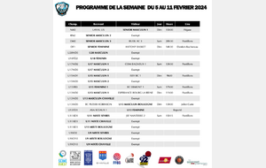 Programme du week-end 10 et 11 février 2024