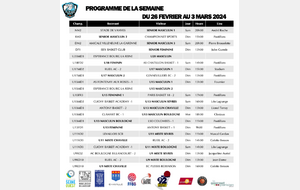 Programme du week-end des 2 et 3 mars 2024