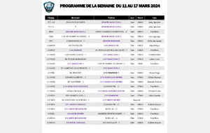 Programme de la semaine du 11 au 17 mars 2024