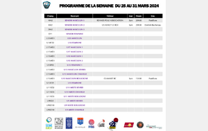 Programme de la semaine du 25 au 31 mars 2024