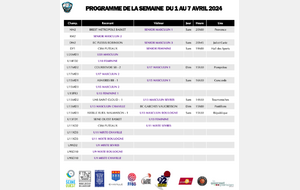 Programme de la semaine du 1 au 7 avril 2024