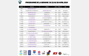 Programme de la semaine du 21 au 28 avril 2024