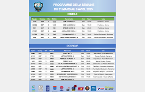 Programme de la semaine du 31 mars au 6 avril 2025