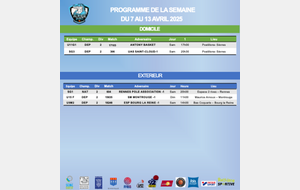 Programme de la semaine du 7 au 13 avril 2025