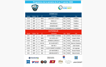 Programme de la semaine du 5 au 11 janvier 2026