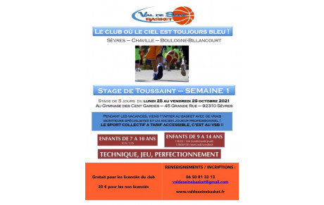 Stage de Toussaint - Semaine 1