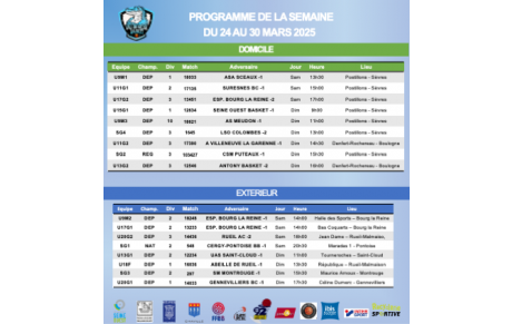 Programme de la semaine du 24 au 30 mars 2025