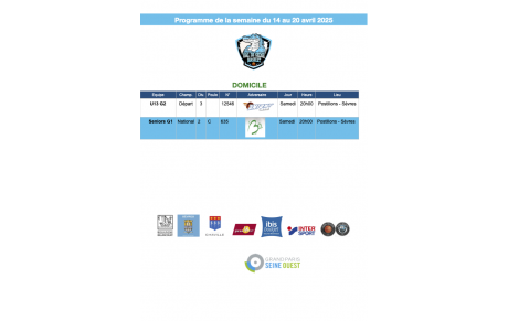 Programme de la semaine du 14 au 20 avril 2025