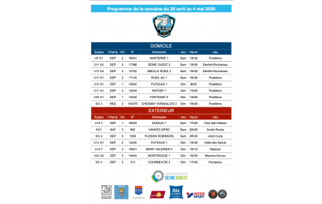 Programme de la semaine du 28 avril au 4 mai 2025