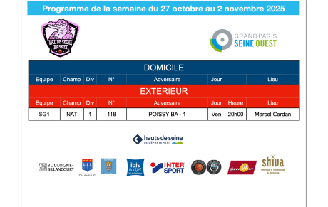 Programme de la semaine du 27 au 2 novembre 2025