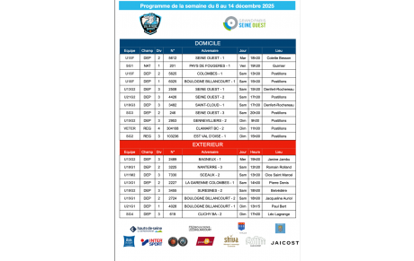 Programme de la semaine du 8 au 14 décembre 2025