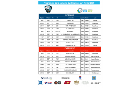 Programme de la semaine du 26 janvier au 1er février 2026