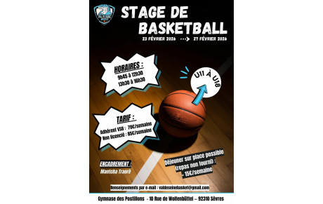Inscripion au stage U11/U18 - Semaine 1 vacances de février