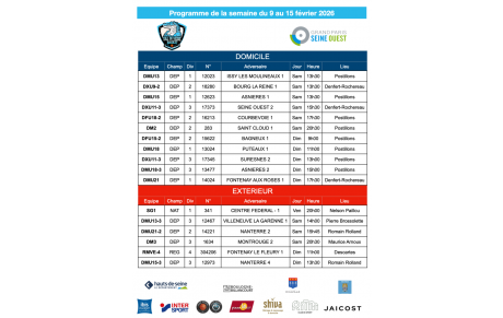 Programme de la semaine du 9 au 15 février 2026