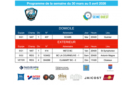 Programme de la semaine du 29 mars au 5 avril 2026