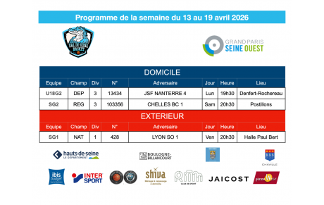 Programme de la semaine du 13 au 19 avril 2026