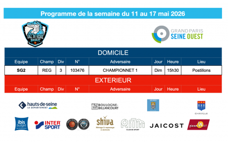 Programme de la semaine du 11 au 17 mai 2026