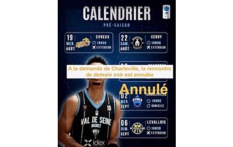 Rencontre du 2 septembre annulée