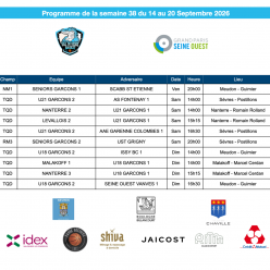 Programme de la semaine du 14 au 20 septembre 2026